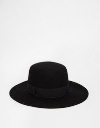 Черная фетровая шляпа с плоской тульей и широкими полями ASOS BeeKeepe