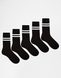 Комплект из 5 пар полосатых носков ASOS - Monochrome