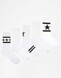 5 спортивных носков со звездами ASOS - Monochrome