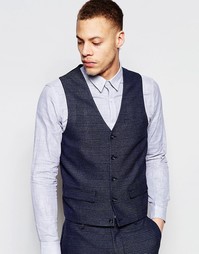 Синий супероблегающий жилет в клетку ASOS