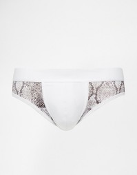 Трусы из сеточки с принтом под змеиную кожу ASOS - Monochrome