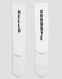 Набор из 2 пар высоких спортивных носков с надписями ASOS Hello Goodby