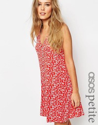 Свободное платье на пуговицах с цветочным принтом ASOS PETITE