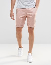 Розовые зауженные шорты чиносы ASOS - Розовый махагони