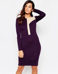 Платье миди с ассиметричной сетчатой вставкой Amy Childs Camilla