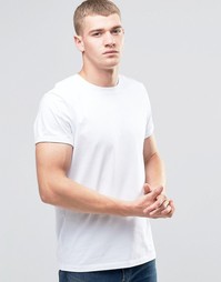 Белая футболка с круглым вырезом и отворотами на рукавах ASOS - Белый