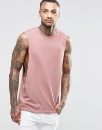 Розовая футболка без рукавов с низкими проймами ASOS - Розовый