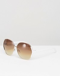 Солнцезащитные оversize-очки в стиле 70-х с белыми вставками в уголках Asos