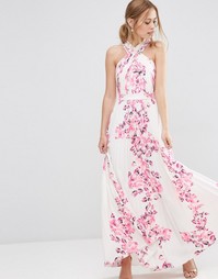 Платье макси со складками и цветочным принтом ASOS - Мульти