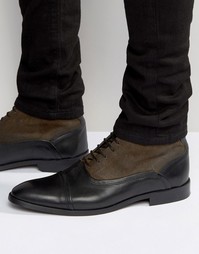 Ботинки из кожи и замши на шнуровке ASOS - Хаки