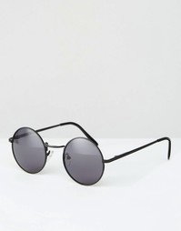 Черные круглые солнцезащитные очки в металлической оправе ASOS