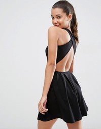 Короткое приталенное платье с перекрестной спинкой ASOS - Черный