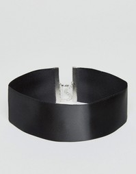 Широкое атласное базовое ожерелье-чокер ASOS - Черный