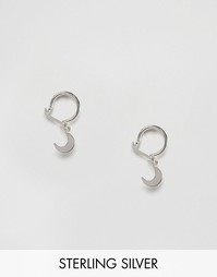 Серебряные серьги-кольца с миниатюрной подвеской-луной ASOS