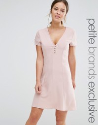 Короткое приталенное платье на пуговицах с короткими рукавами Alter Pe