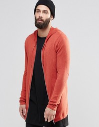 Красное удлиненное трикотажное худи на молнии ASOS - Красный