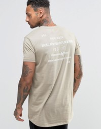 Футболка свободного кроя с принтом на спине ASOS - Рыжевато-коричневый