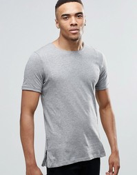 Удлиненная футболка с молниями Jack &amp; Jones - Светло-серый меланж