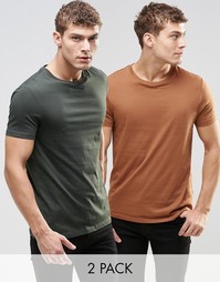 2 футболки с круглым вырезом (хаки/красно-бурый) ASOS - СКИДКА 17%