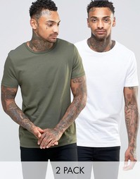 2 футболки с круглым вырезом (белая/хаки) ASOS - СКИДКА 17%