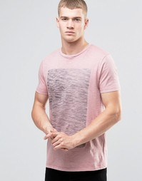 Меланжевая футболка с блочным изнаночным принтом ASOS - Розовый мел