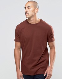 Длинная красная футболка ASOS - Chestnut