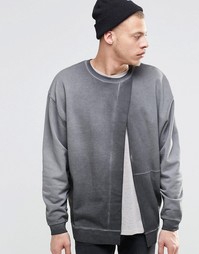 Выбеленный oversize‑свитшот с разрезом спереди ASOS - Серый