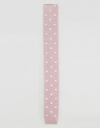 Пыльно-розовый вязаный галстук в горошек ASOS - Розовый