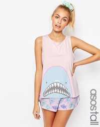 Пижамный комплект с шортами и майкой ASOS TALL - Розовый