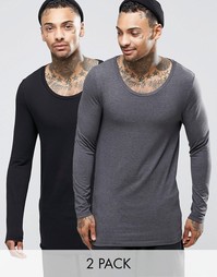 2 удлиненных лонгслива с глубоким вырезом ASOS - СКИДКА 20% - Мульти