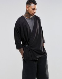 Oversize-футболка с рукавами 3/4 ASOS - Черный