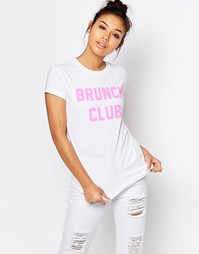 Футболка бойфренда с принтом Brunch Club Adolescent Clothing - Белый