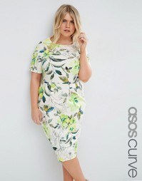 Платье с акварельным цветочным принтом ASOS CURVE - Цветочный рисунок