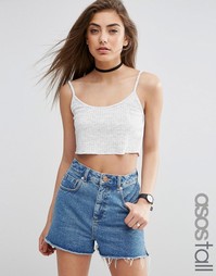 Кроп-топ в рубчик с волнистым краем ASOS TALL - Серый