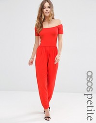 Трикотажный комбинезон с широкими брюками и вырезом лодочкой ASOS PETI