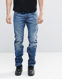 Узкие потертые джинсы G-Star 3D - Выбеленный посередине
