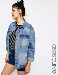 Умеренно выбеленная джинсовая куртка ASOS CURVE