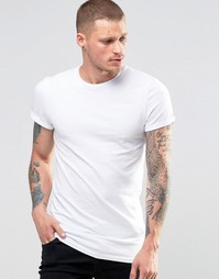 Белая облегающая футболка с отворотами на рукавах ASOS - Белый