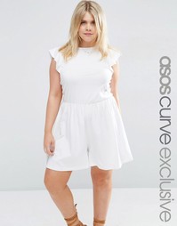 Комбинезон с оборками на рукавах ASOS CURVE - Белый