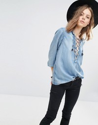 Джинсовый топ со шнуровкой Maison Scotch - 51 синий