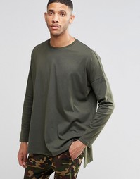 Oversize-лонгслив цвета хаки ASOS - Хаки