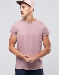 Сиреневая футболка в крапинку с отворотами на рукавах ASOS