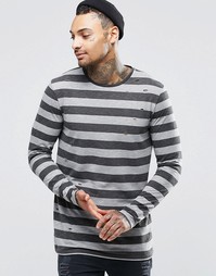 Полупрозрачный длинный лонгслив из меланжа в полоску с дырочками ASOS