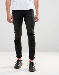 Черные облегающие джинсы скинни с заплатками Cheap Monday