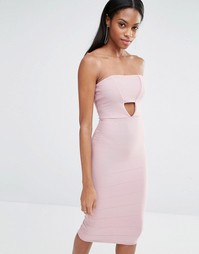 Платье-бандо миди с вырезами Missguided - Mauve