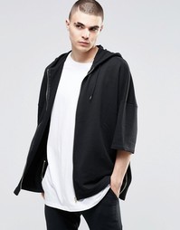 Oversize-кимоно с капюшоном и молниями по бокам ASOS - Черный