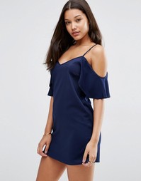 Платье-сорочка с открытыми плечами ASOS - Темно-синий