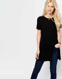 Удлиненный топ с разрезом спереди ASOS - Черный