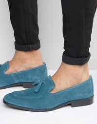 ASOS Loafers in Blue Suede With Tassel - Синий