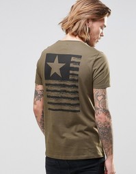 Футболка цвета хаки с принтом флага на спине ASOS - Battlefield